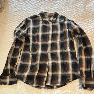 Vince Brown and Cream Casual Button Down Shirt